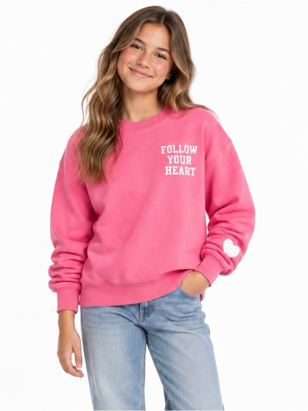 Old Navy Pink "Follow Your Heart" Crewneck Sweatshirt